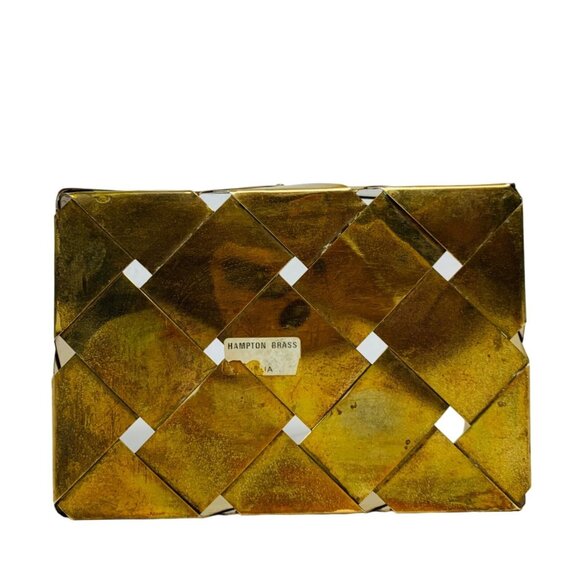 Brass Basket Woven Handle Boho Style Trinket Dish Rectangle Catchall Eclectic - Picture 6 of 14